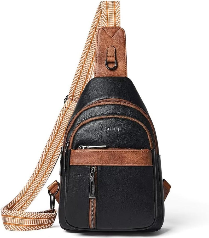 LATMAP 7L Sling Bag For Women Men Backpack Fanny Pack Crossbody Chest Travel Shoulder Belt Bags Purse Handbag PU Leather - Image 1